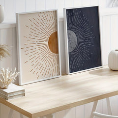 Canvas Poster Moon Sun Mid Century Bohemian Painting Modern Art