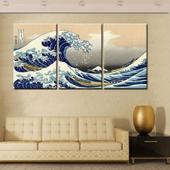 3pcs Kanagawa Chong Langli Canvas Paintings HD Ukiyos Printmaking Wall Art