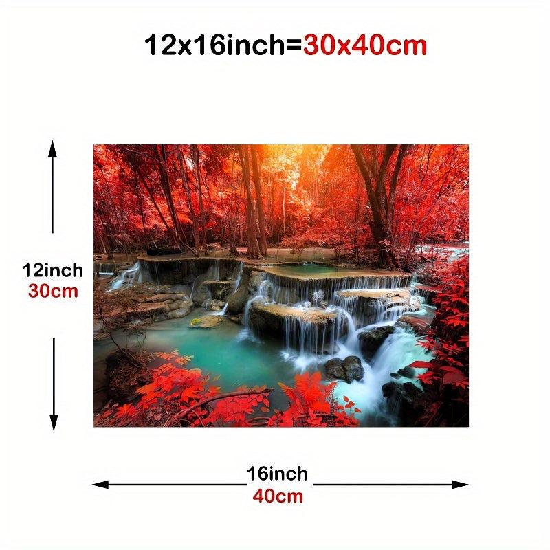 Waterfall Forest Landscape Canvas Painting
