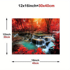 Waterfall Forest Landscape Canvas Painting