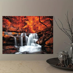 Waterfall Forest Landscape Canvas Painting