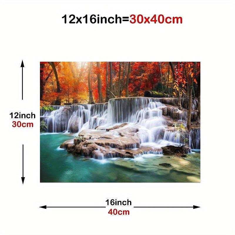 Waterfall Forest Landscape Canvas Painting