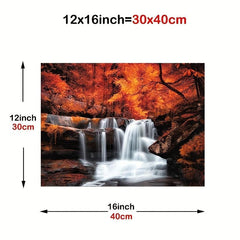 Waterfall Forest Landscape Canvas Painting