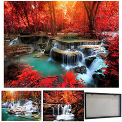 Waterfall Forest Landscape Canvas Painting