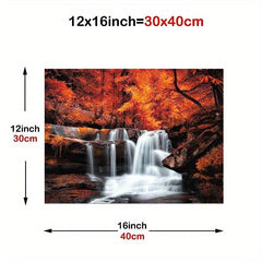 Waterfall Forest Landscape Canvas Painting