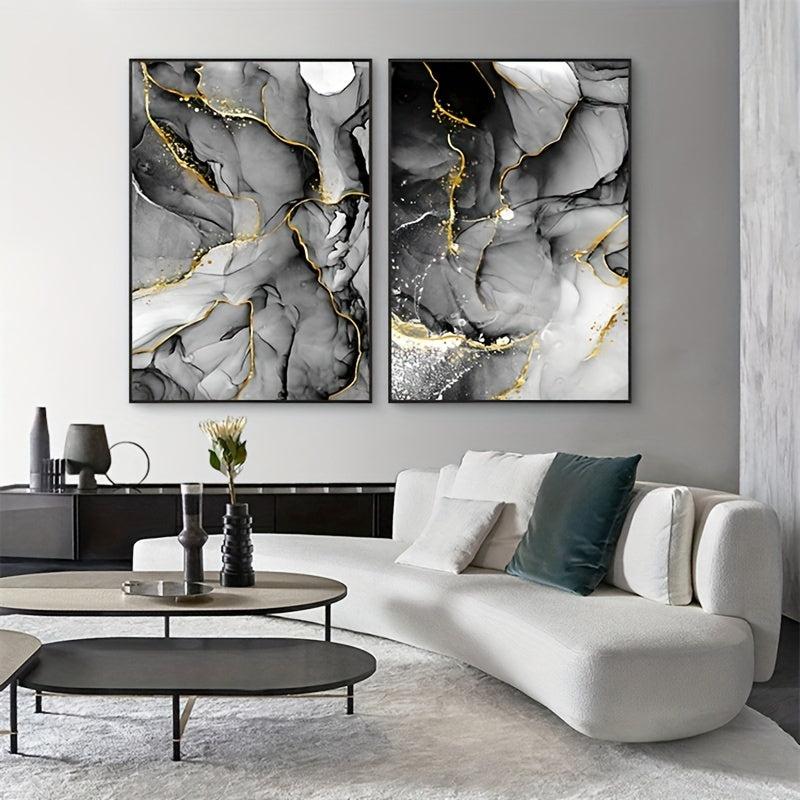Golden Ink Texture Abstract Canvas Poster Art Home Decor