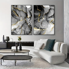 Golden Ink Texture Abstract Canvas Poster Art Home Decor