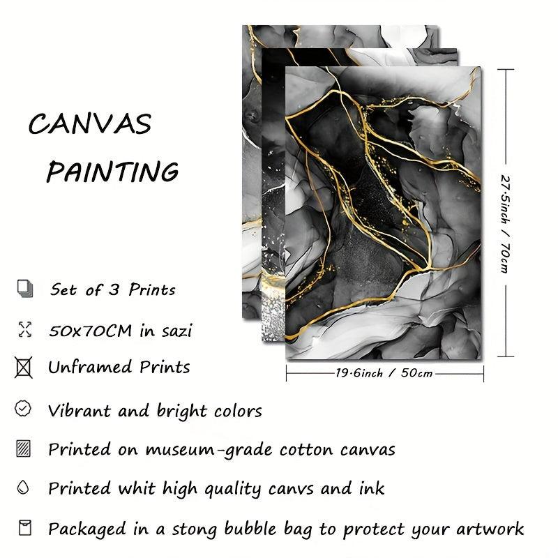 Golden Ink Texture Abstract Canvas Poster Art Home Decor