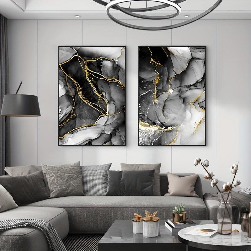 Golden Ink Texture Abstract Canvas Poster Art Home Decor
