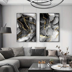 Golden Ink Texture Abstract Canvas Poster Art Home Decor