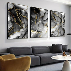 Golden Ink Texture Abstract Canvas Poster Art Home Decor