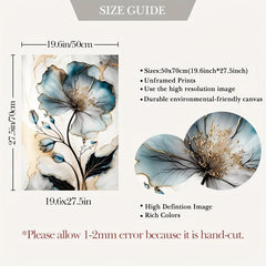 3pcs Flowers Wall Poster Foil Print Marble Pattern Art Canvas Wall Art