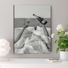 Woman Drinking Wine In Bed Poster Print Feminist Poster
