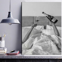 Woman Drinking Wine In Bed Poster Print Feminist Poster