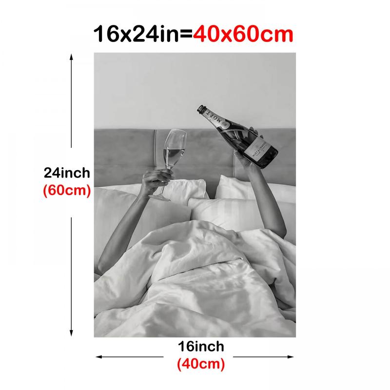Woman Drinking Wine In Bed Poster Print Feminist Poster