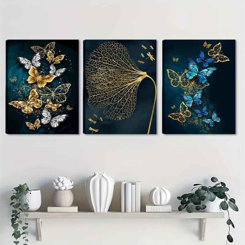 3pcs Butterfly Pattern Wall Decoration Painting 30x39 cm