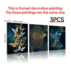 3pcs Butterfly Pattern Wall Decoration Painting 30x39 cm