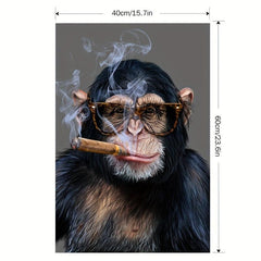 Hipster Chimpanzee Cigar Canvas Wall Art