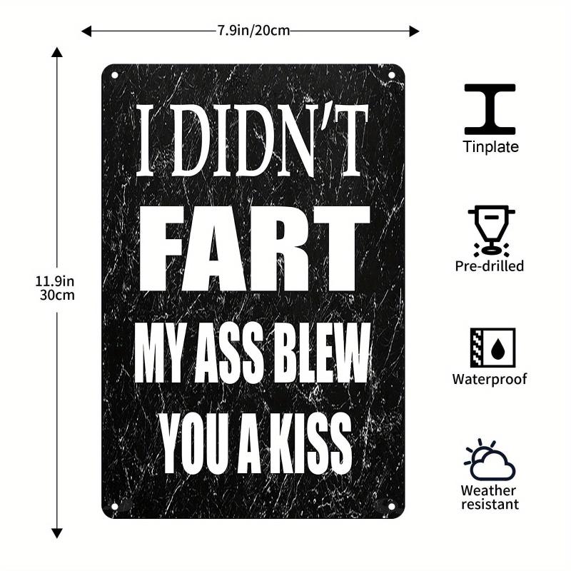 Funny Vintage Metal Tin Sign Ass Blew Kiss Print Home Office Toilet Bar