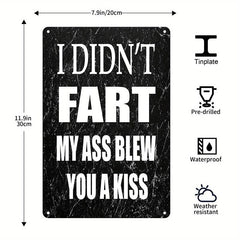 Funny Vintage Metal Tin Sign Ass Blew Kiss Print Home Office Toilet Bar