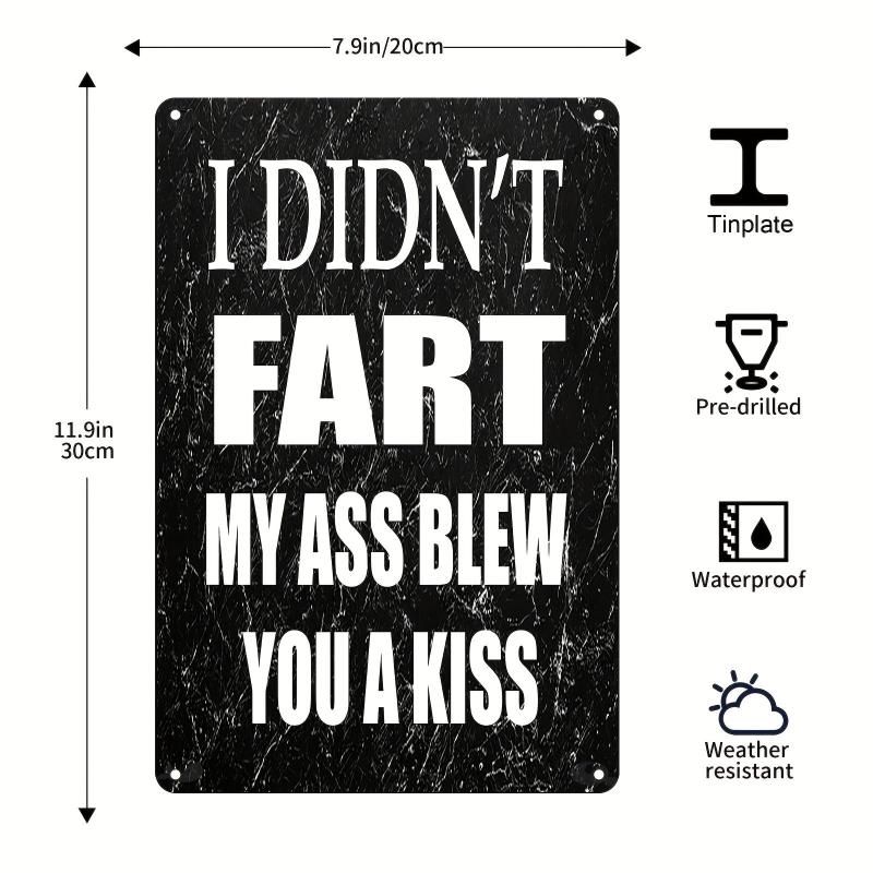 Funny Vintage Metal Tin Sign Ass Blew Kiss Print Home Office Toilet Bar