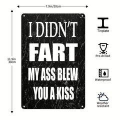 Funny Vintage Metal Tin Sign Ass Blew Kiss Print Home Office Toilet Bar