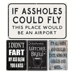 Funny Vintage Metal Tin Sign Ass Blew Kiss Print Home Office Toilet Bar