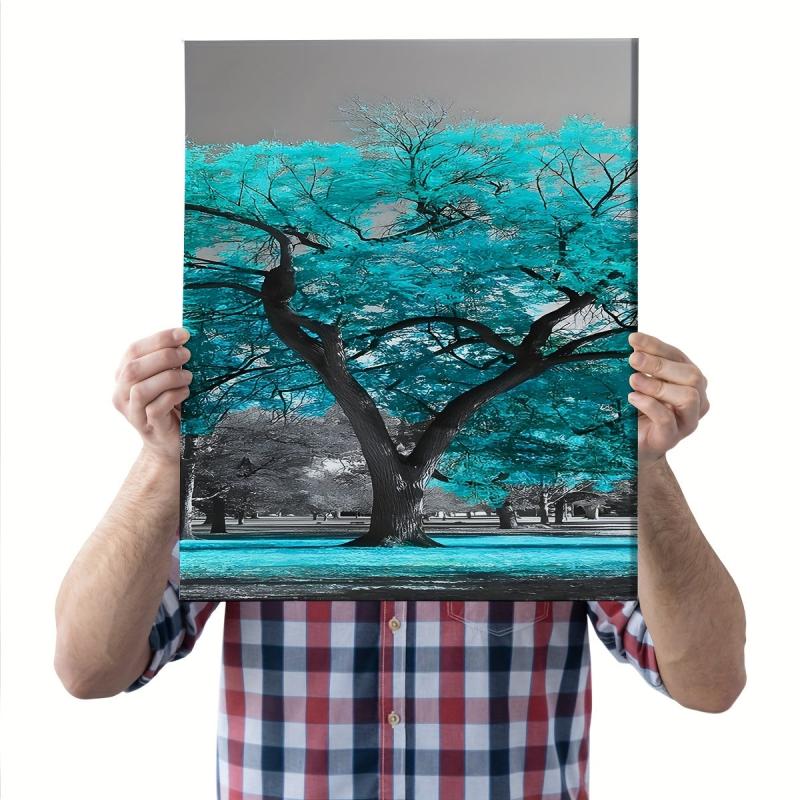 3pcs Green & Gray Bedroom Wall Picture Tree of Life Canvas Print
