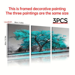 3pcs Green & Gray Bedroom Wall Picture Tree of Life Canvas Print