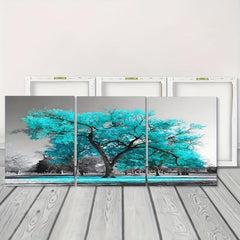 3pcs Green & Gray Bedroom Wall Picture Tree of Life Canvas Print