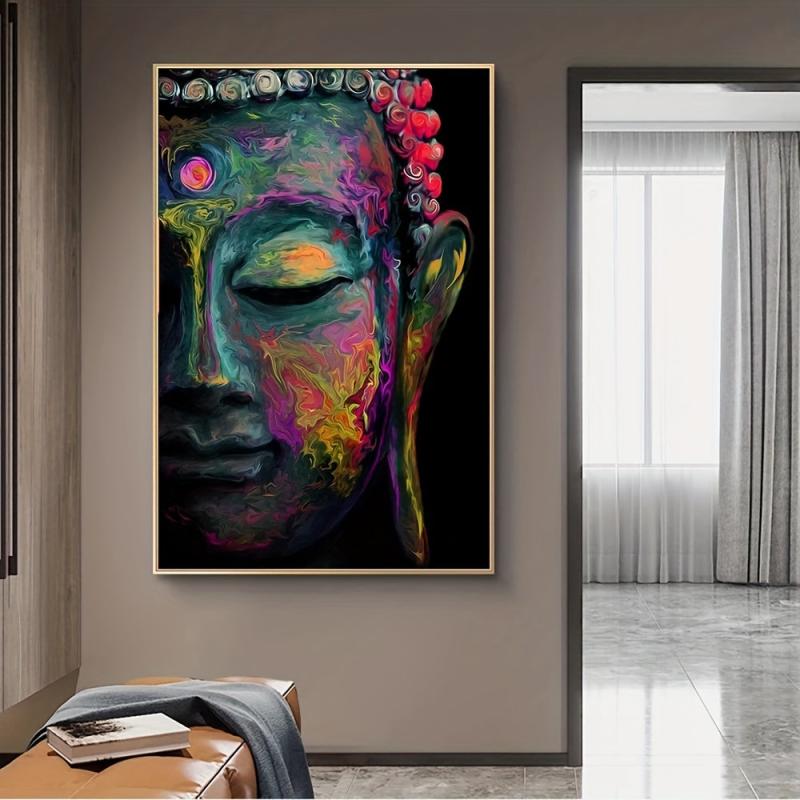 Colorful Abstract Buddha Statues Canvas Art Posters Prints Home Wall Decoration