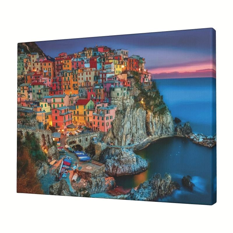 Canvas Painting Seaside Town Modern Art Gift Bedroom Decor Wall Art Fall Decor