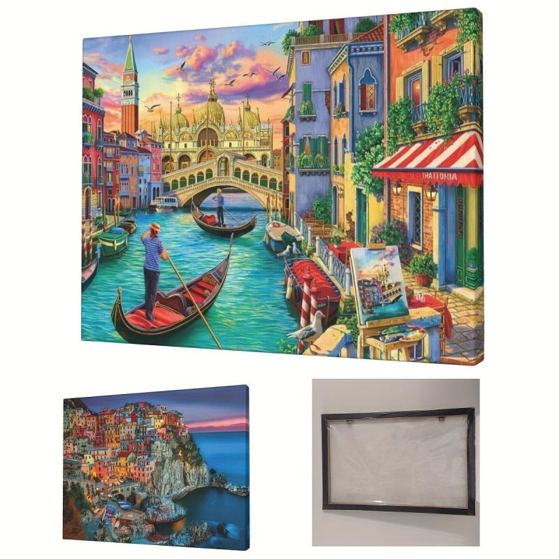 Canvas Painting Seaside Town Modern Art Gift Bedroom Decor Wall Art Fall Decor