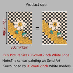 Checkered Background Canvas Wall Art Sunflower Posters Home Decor