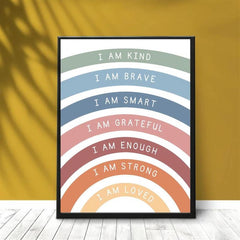 Canvas Poster: Affirmations For Kids Playroom Wall Decor