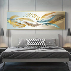 Golden Feathers Canvas Wall Art 40x120cm
