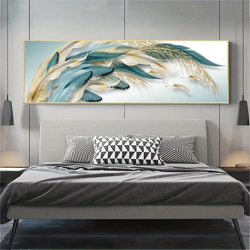 Golden Feathers Canvas Wall Art 40x120cm