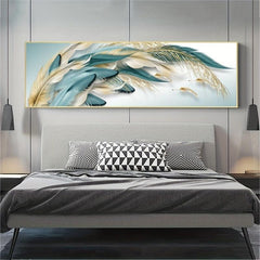Golden Feathers Canvas Wall Art 40x120cm