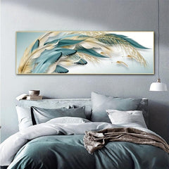 Golden Feathers Canvas Wall Art 40x120cm