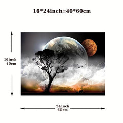 Abstract Moon & Trees Canvas Painting Wall Art
