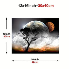 Abstract Moon & Trees Canvas Painting Wall Art