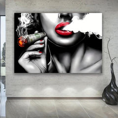 Abstract Canvas Painting Smoking Women Wall Art