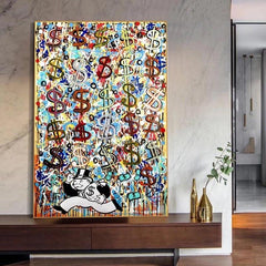 Modern Abstract Dollar Sign Money Canvas Painting