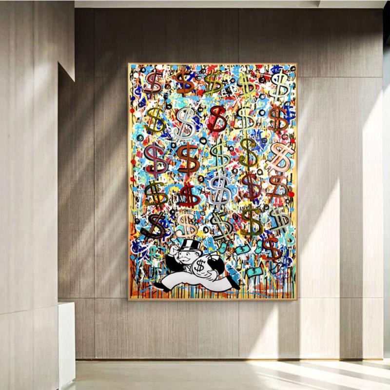Modern Abstract Dollar Sign Money Canvas Painting