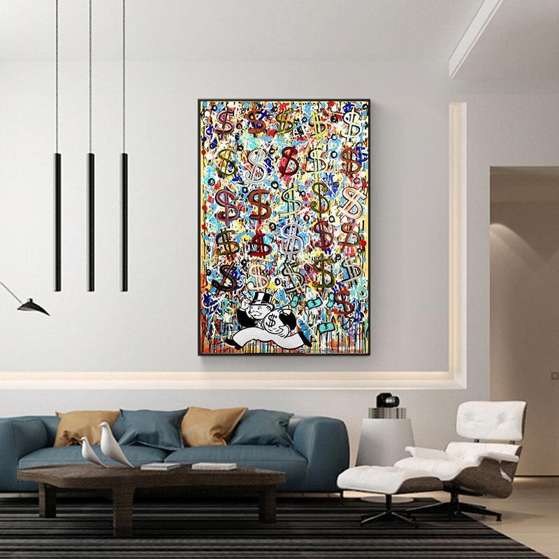 Modern Abstract Dollar Sign Money Canvas Painting