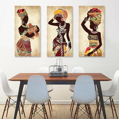 3pcs African Woman Canvas Painting Posters Vintage Wall Art