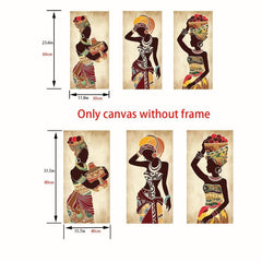 3pcs African Woman Canvas Painting Posters Vintage Wall Art