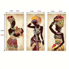 3pcs African Woman Canvas Painting Posters Vintage Wall Art