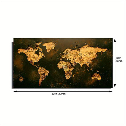 Vintage Canvas Map Painting Wall Art for Home Decor