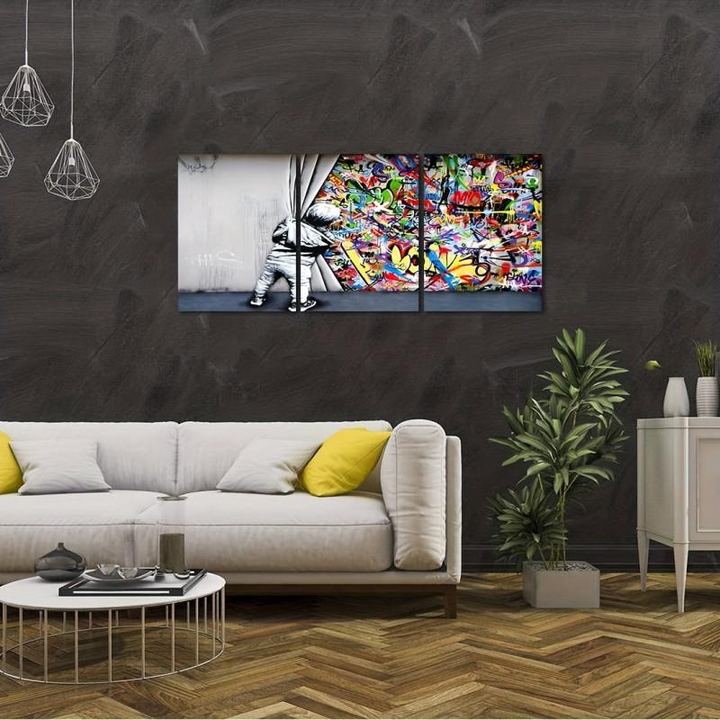 3pcs Modern Art Graffiti Wall Art Colorful Pop Art Street Art Decor